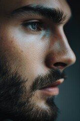 Aufkleber - Detailed close-up of a man with a beard. Suitable for business or lifestyle concepts.