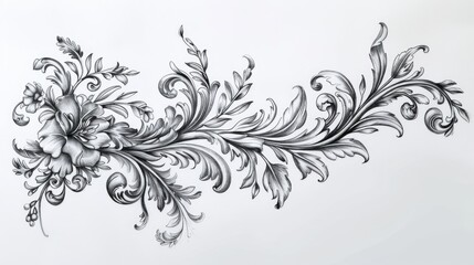 Poster - Simple black and white flower illustration, suitable for various design projects.