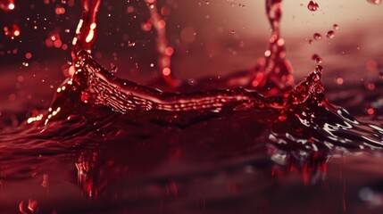 Poster - Detailed image of a red liquid splash, perfect for advertising or scientific purposes.