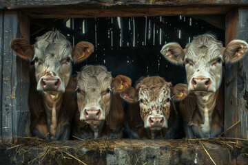 Wall Mural - cows in farm