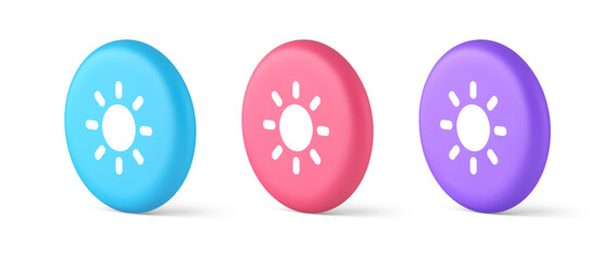 Poster - Brightness button sun light warm cold contrast digital interface 3d realistic isometric circle icon