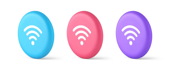 Poster - Wi fi internet connection button high speed wireless cyberspace digital network 3d circle icon
