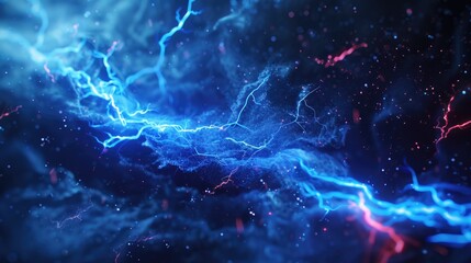 Aufkleber - Abstract image of colorful lightning streaks on a dark backdrop. Suitable for technology or energy concepts.
