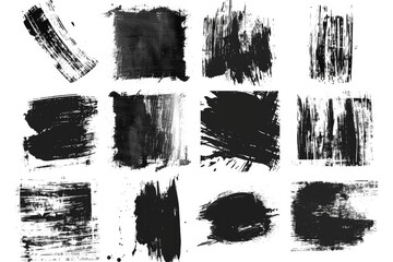 Poster - Abstract black paint strokes on white background. Great for artistic projects.