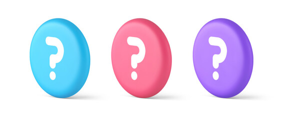 Poster - Question mark button advise attention answer FAQ point internet info support 3d circle icon