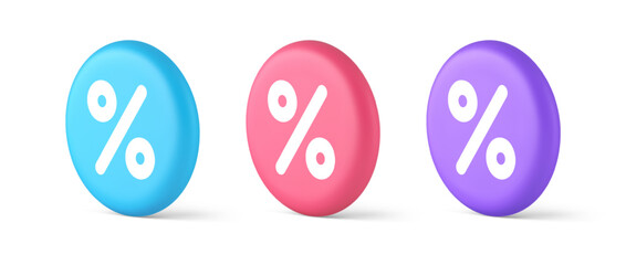 Poster - Percent button mathematical counting financial business investment 3d realistic circle icon