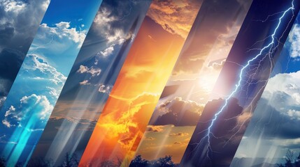 a series of images of different weather conditions, including a sunny day, a stormy day, and a cloud