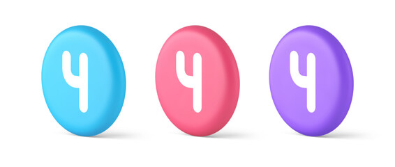 Poster - Four number button keyboard interface financial calculation service 3d isometric circle icon