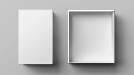 Poster - Simple and versatile image of two empty white boxes on a neutral gray background. Ideal for showcasing products or concepts.