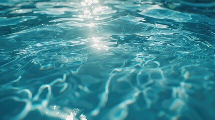 Poster - Sunlight filtering through clear water in a pool, ideal for summer-themed designs.