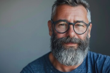 Aufkleber - A detailed image of a man with glasses and a beard. Suitable for various professional and casual concepts.