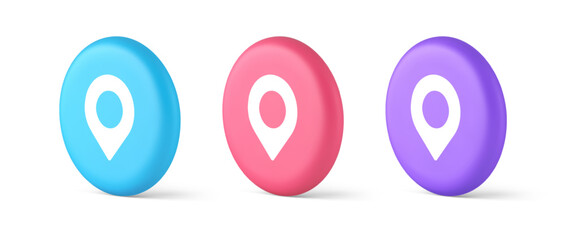 Poster - GPS map pin location service button application direction distance pointer 3d isometric circle icon