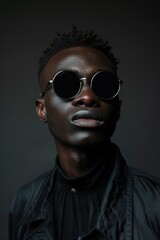 Aufkleber - A stylish man wearing sunglasses and a black shirt. Suitable for fashion or lifestyle concepts.