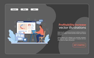 Poster - Profitability Increase Strategy. A clean vector illustration highlighting the analytical.