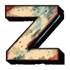 Wall Mural - Letter Z in Comic Book Style Isolated on Transparent or White Background, PNG