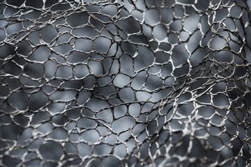 Wall Mural - A close up of distorted wire mesh, creating an intricate and irregular pattern