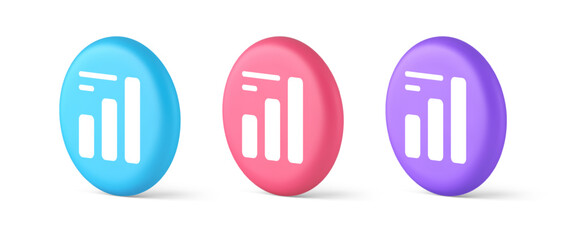 Poster - Bar graph business analyzing button diagram profit progress stock market stats 3d circle icon