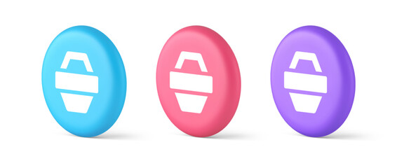 Poster - Shopping basket online store button commercial market checkout web app design 3d circle icon