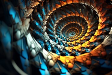 Wall Mural - An abstract image of a 3D toroidal helix with mesmerizing geometric symmetry