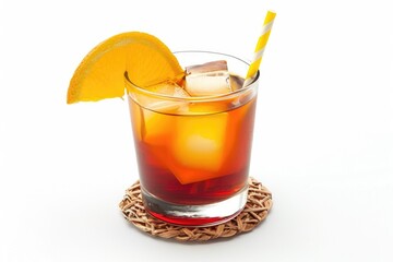 Poster - Refreshing drink with a slice of orange. Perfect for summer-themed designs.