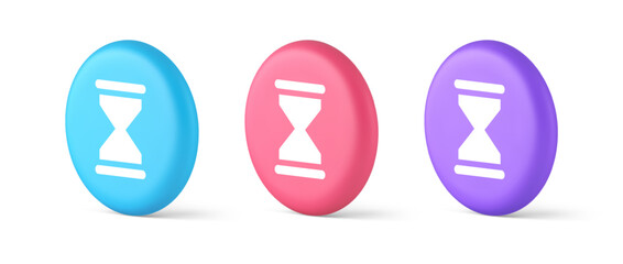 Poster - Hourglass sand watch time measurement button countdown minute hour period 3d isometric circle icon