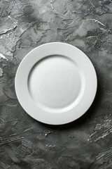 Poster - A white plate sitting on a table. Ideal for food and dining concepts.