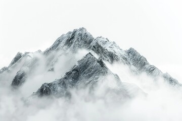 Aufkleber - Majestic mountain covered in snow and clouds, perfect for nature and travel concepts.