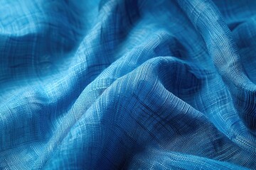 Poster - Close-up shot of blue fabric texture, suitable for backgrounds and design projects.