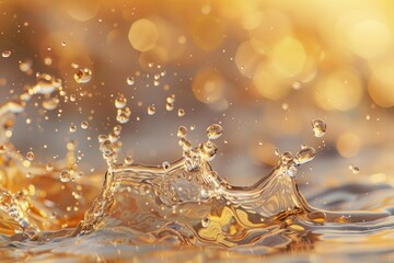 Poster - A close up of a water droplet on a body of water. Ideal for nature and abstract concepts.