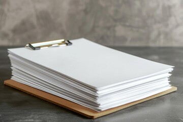 Aufkleber - A stack of papers on a table, suitable for office or education concepts.
