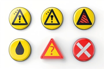 Poster - A collection of different warning signs on a white surface. Suitable for safety and caution concepts.