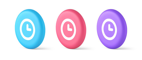 Poster - Timer countdown deadline control button time management watch web app design 3d circle icon