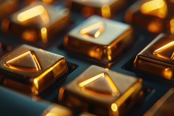 Poster - Detailed view of a keyboard with gold keys, perfect for technology concepts.