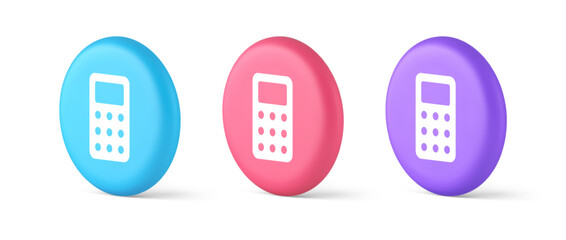 Poster - Calculator button mathematical number counting web application design 3d isometric circle icon