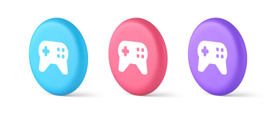 Poster - Gamepad controller virtual gaming connect button joystick joypad web app 3d isometric circle icon