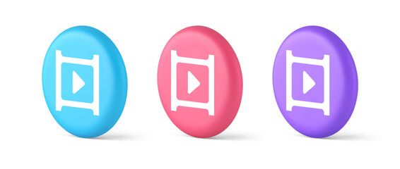 Poster - Video film multimedia content play button digital player broadcasting 3d isometric circle icon