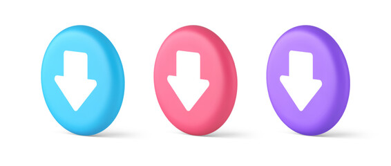 Poster - Arrow down button keyboard navigation pointer cyberspace downloading web app 3d circle icon