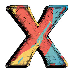Wall Mural - Letter X in Comic Book Style Isolated on Transparent or White Background, PNG