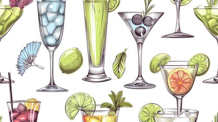 Poster - Assorted cocktail glasses for versatile use. Perfect for bar and party concepts. .