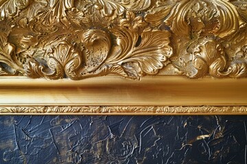Poster - Close up of a gold frame on a wall, suitable for interior design projects.