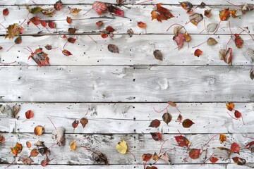 Aufkleber - A wooden wall completely covered in colorful autumn leaves. Perfect for autumn-themed designs.