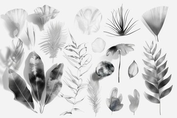 Poster - Assorted leaves on a clean white backdrop, suitable for botanical and environmental themes.
