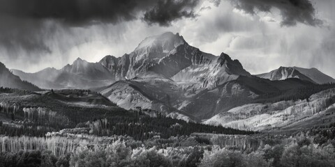 Poster - A stunning black and white photo of a majestic mountain range. Perfect for nature and landscape themed projects.