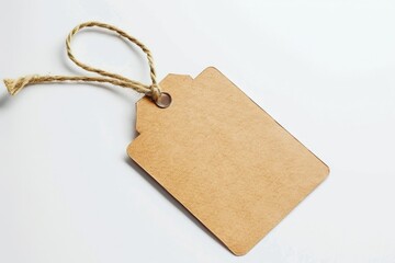 Poster - A brown price tag hanging from a string. Suitable for retail and sales concepts.