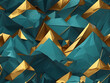 Dark turquoise and golden geometric low poly background design