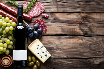 Aufkleber - A bottle of wine with a bunch of grapes, perfect for wine enthusiasts or vineyard promotions.