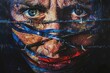 Detailed painting of a man's face, suitable for artistic projects.