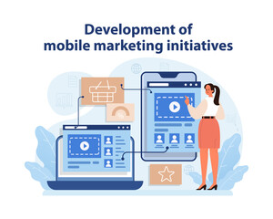 Wall Mural - Mobile Marketing Initiative Development. Marketer planning and implementing mobile.