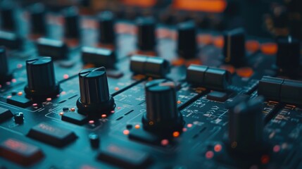 Poster - Close up of a sound board, perfect for music and technology concepts.