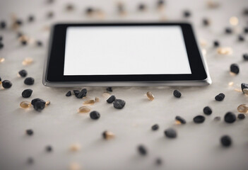 Wall Mural - Black tablet isolated on white background